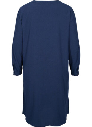 Long-sleeved, textured shirt dress, Navy Blazer, Packshot image number 1