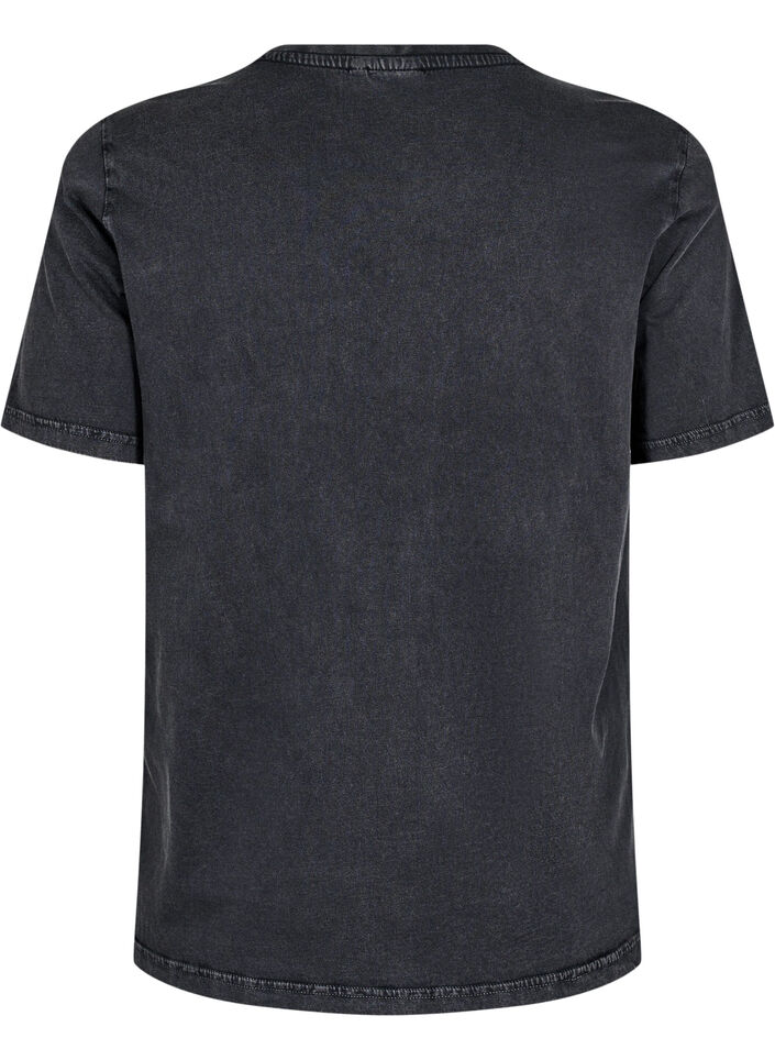 T-shirt with eyelets and print, Grey Washed , Packshot image number 1