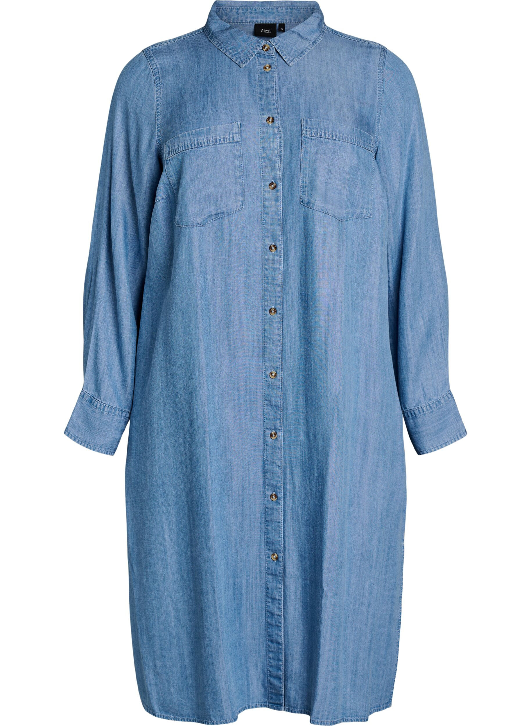 Zizzifashion Midi shirt dress in soft lyocell denim, Light Blue, Packshot image number 0