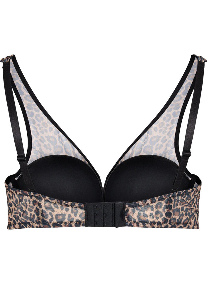 Bra with removable padding, Black Leo AOP, Packshot image number 1
