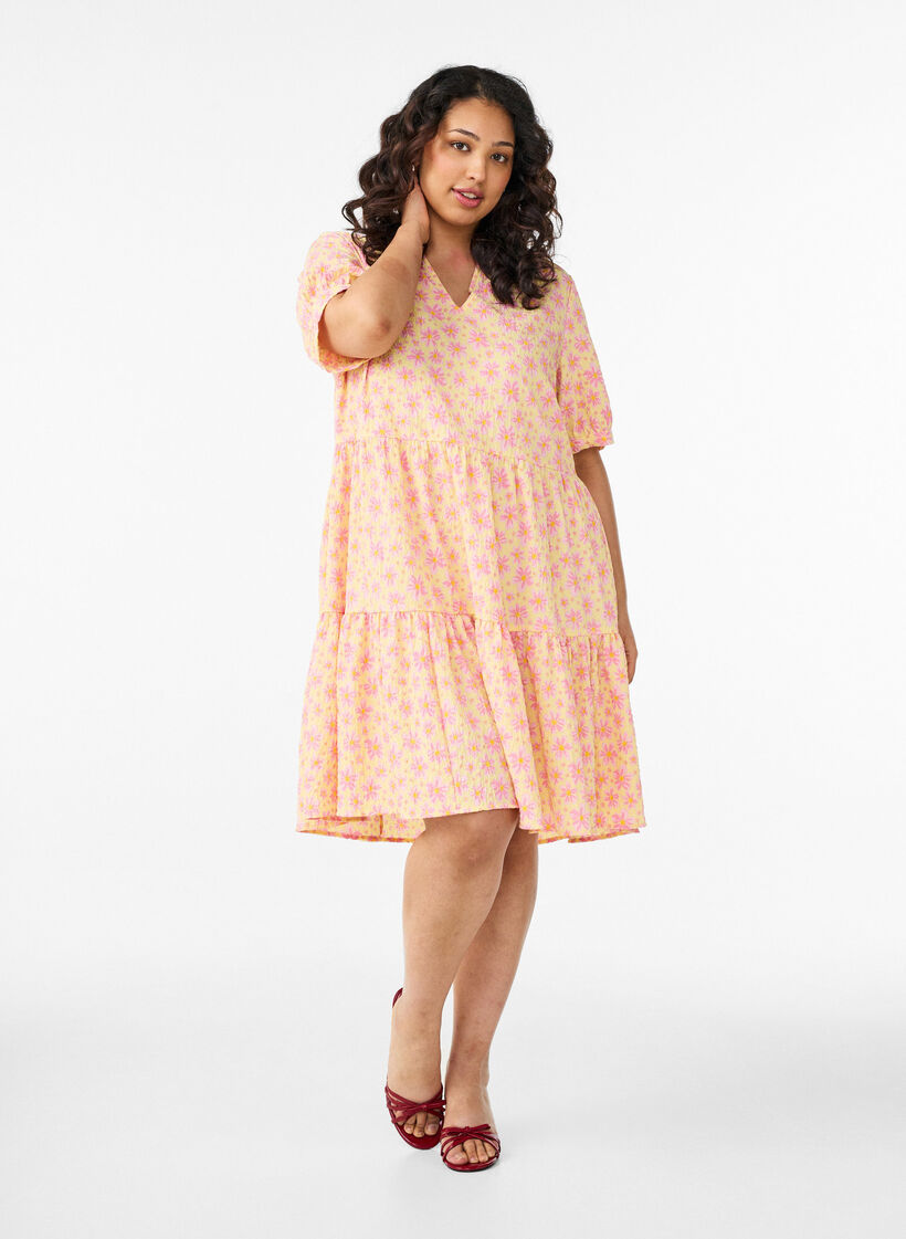 Short A-line dress, Yellow, Model image number 1