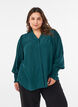 Blouse with ruffle collar and ruching, Green, Model image number 0