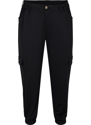 Loose trousers with elasticated trim and pockets, Black, Packshot image number 0