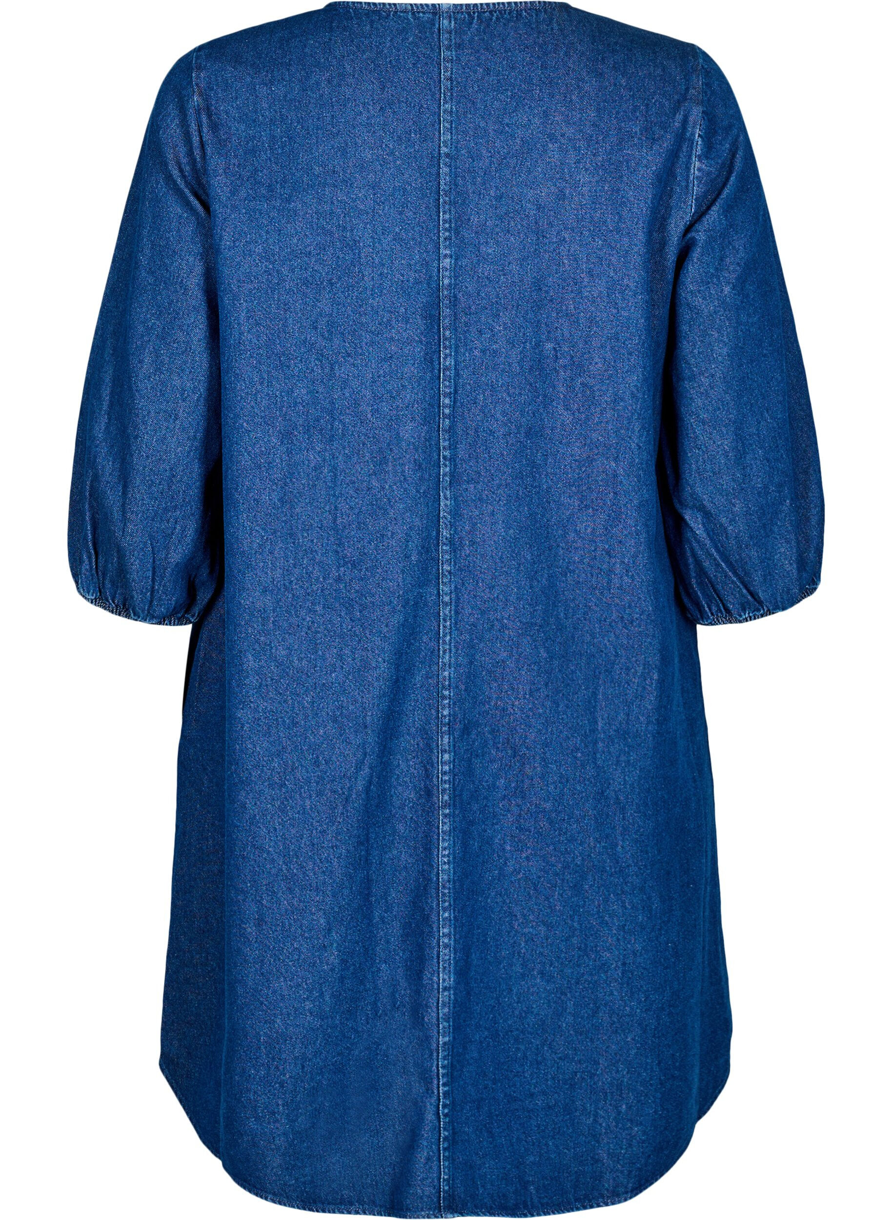ZizzifashionShort denim dress with 3/4 sleeves, Blue, Packshot image number 1