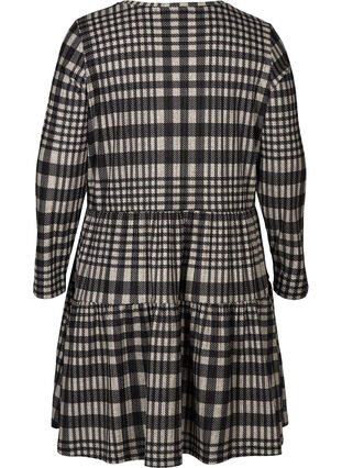 Checkered dress with a A-line cut and long sleeves, Check, Packshot image number 1