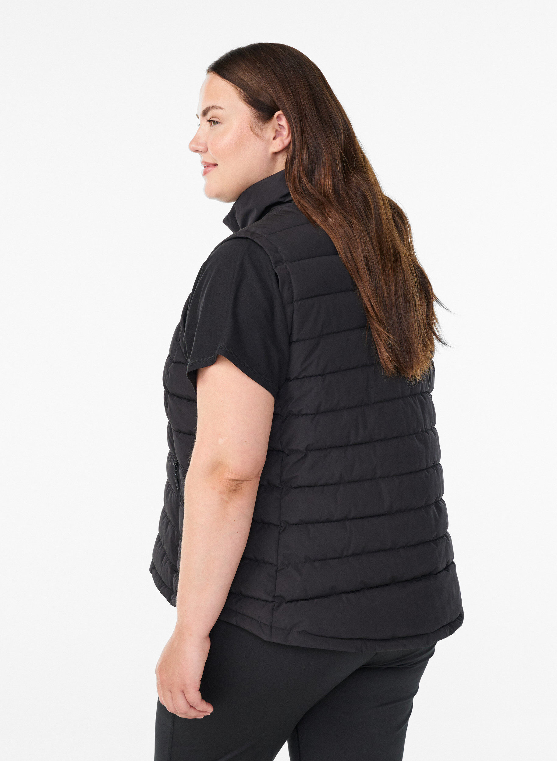 Zizzifashion Sporty padded vest with zipper and pockets, Black, Model image number 2