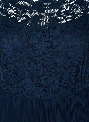 Sleeveless maxi dress with pleats and lace, Night Sky, Packshot image number 2