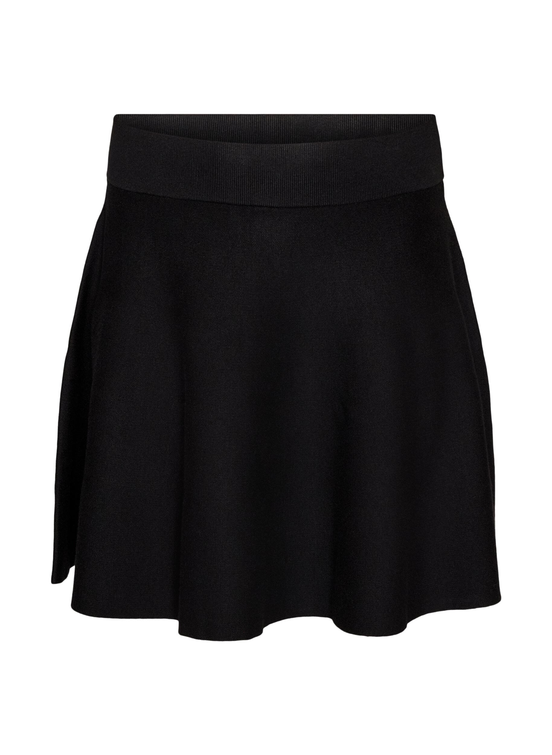 ZizzifashionShort knitted A-line skirt, Black, Packshot image number 0