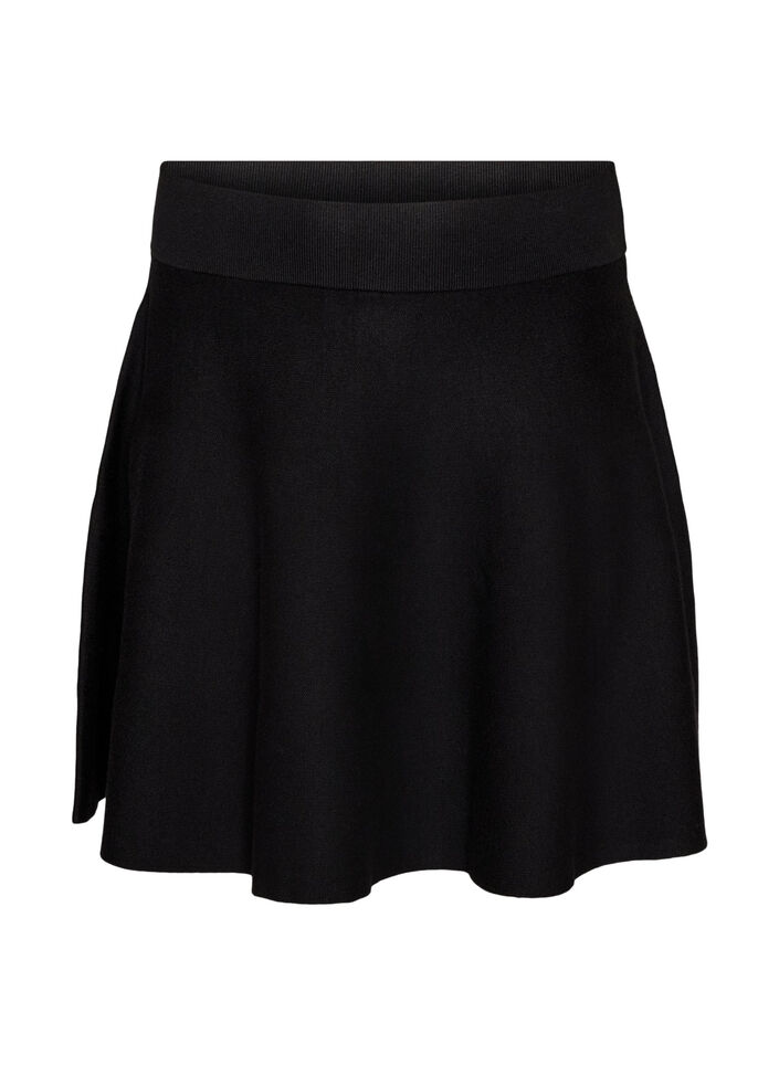 Short knitted A-line skirt, Black, Packshot image number 0