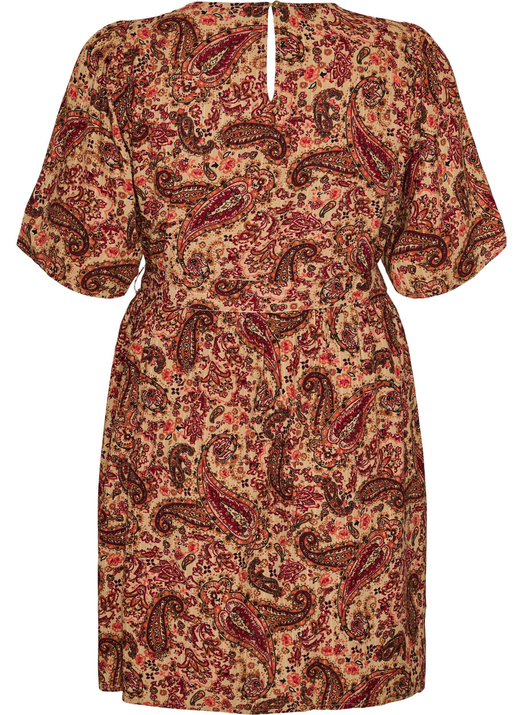 ZizzifashionDress with paisley print and tie-belt, Brown, Packshot image number 1