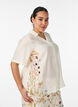 Shirt blouse with elbow-length sleeves and floral details, Beige, Model image number 0
