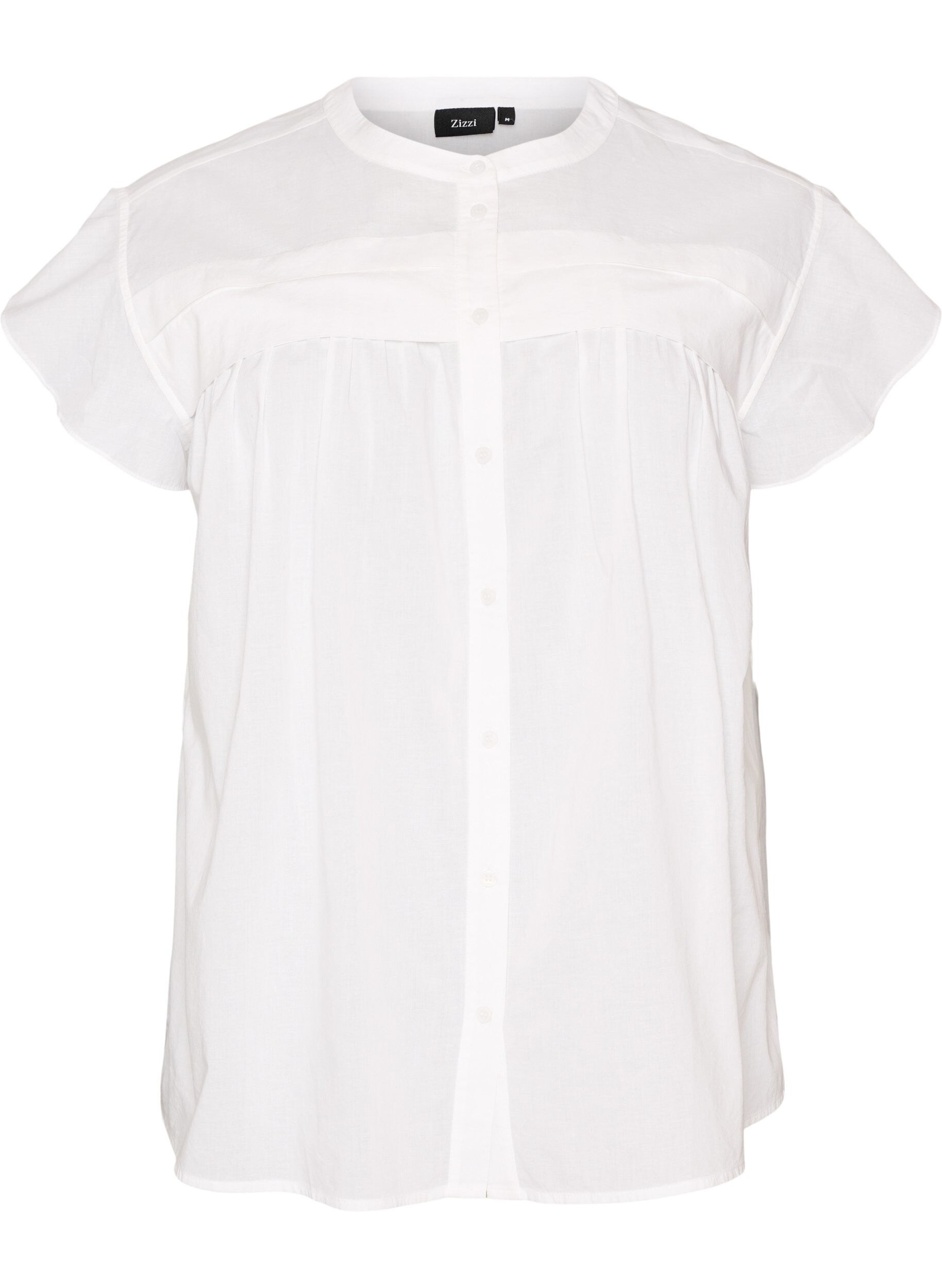 Zizzifashion Sleeveless A-line cotton shirt blouse, White, Packshot image number 0
