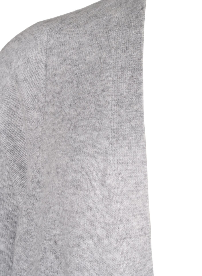 Long knitted cardigan with pockets, Light Grey Melange, Packshot image number 2