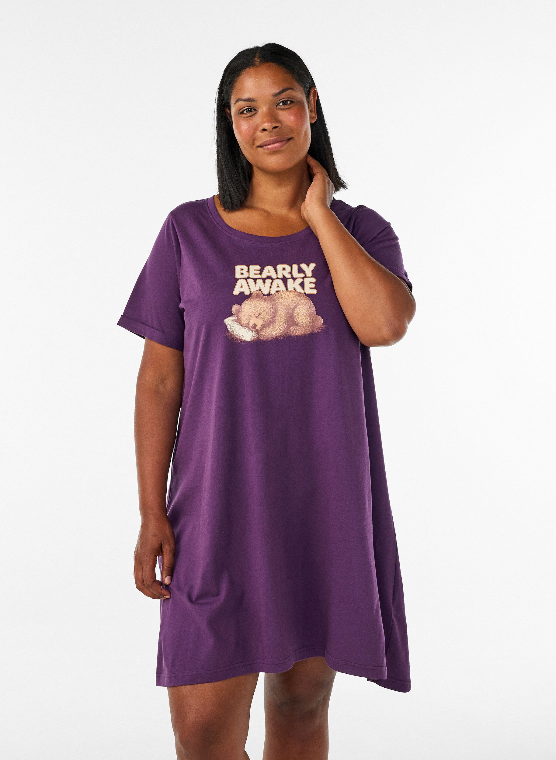 ZizzifashionShort-sleeved nightgown in organic cotton, Blue, Model image number 0