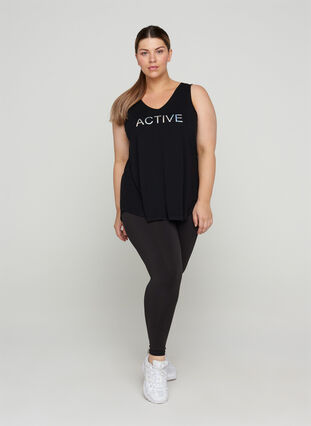 Exercise top with an a-line and print, Black Holo, Model image number 2
