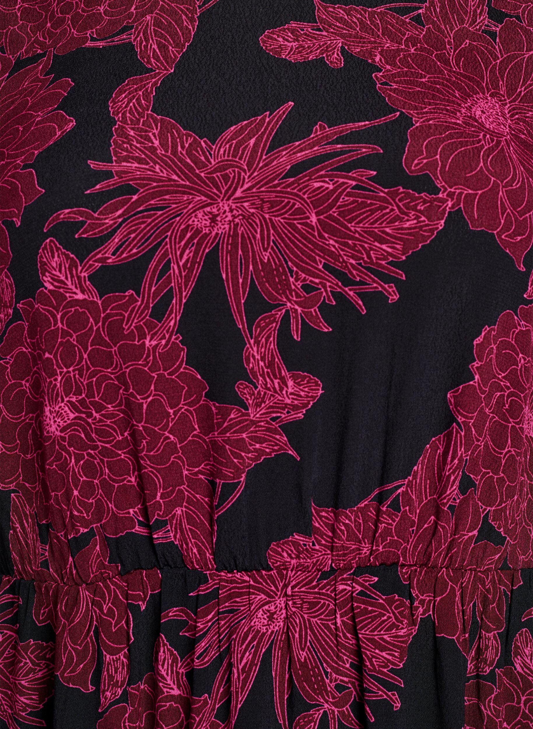 Zizzifashion Viscose dress with print and long sleeves, Dark Bordeaux, Packshot image number 2