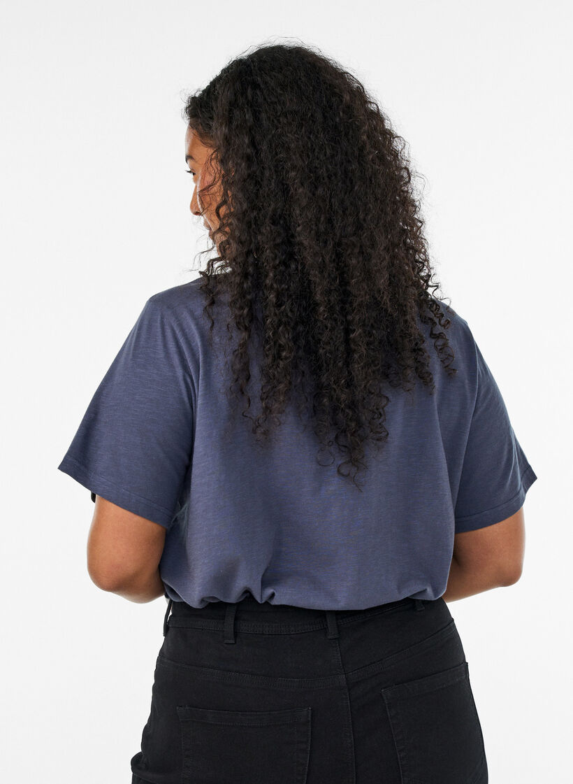 T-shirt with button detail, Grey, Model image number 2
