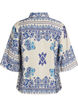 Patterned viscose blouse with 3/4 sleeves, Blue, Packshot image number 1