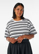 Boxy T-shirt with striped pattern, Black, Model image number 0