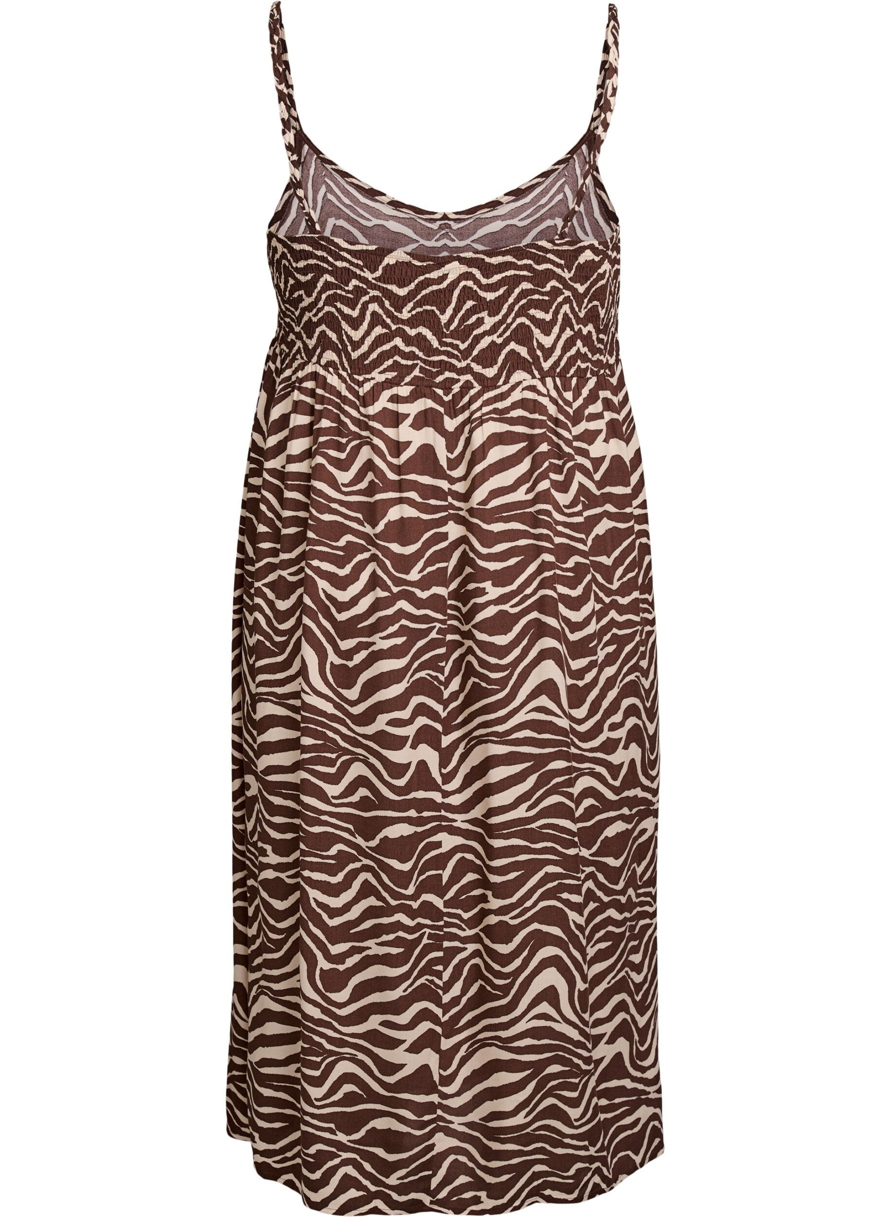 Zizzifashion Midi strap dress with a smocked back, Brown, Packshot image number 1