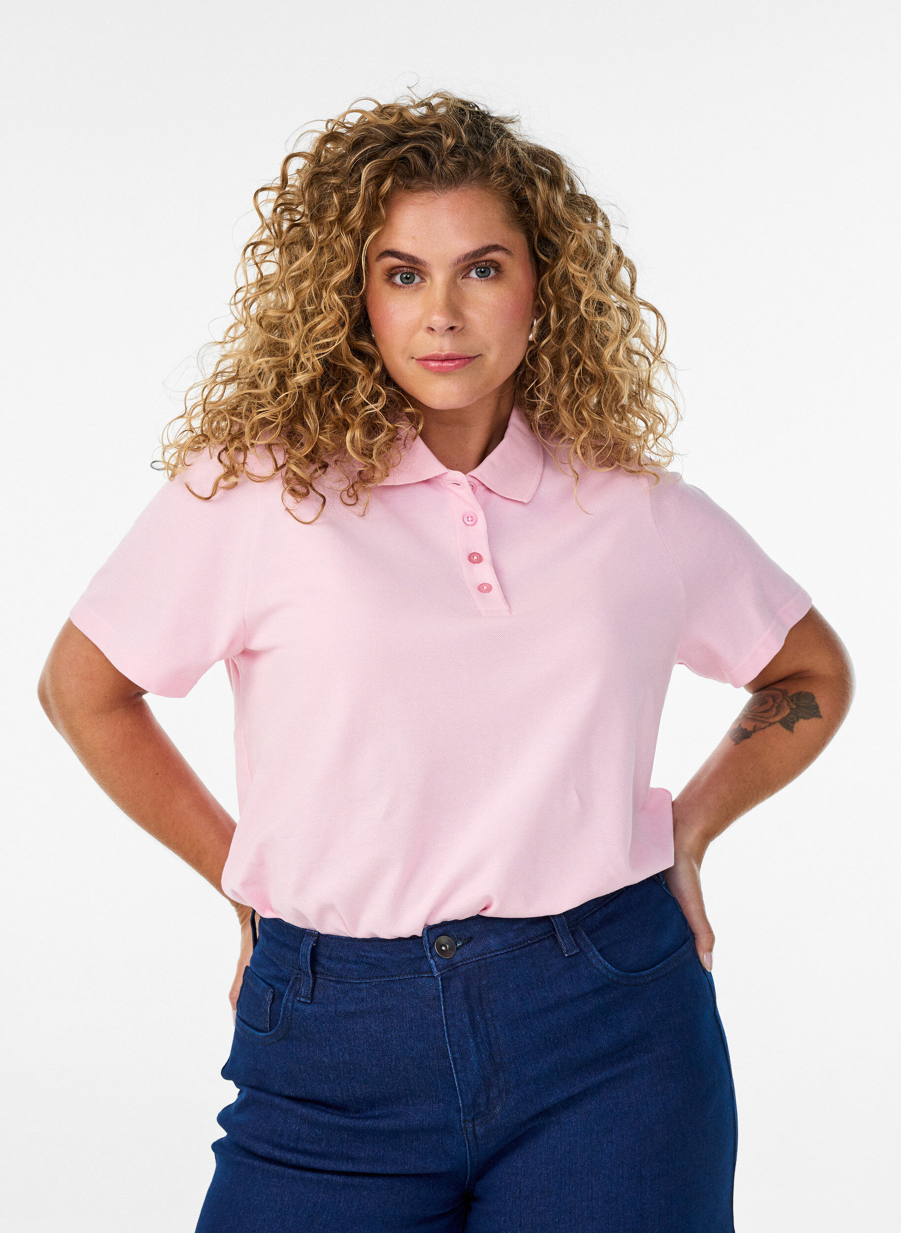 Zizzifashion Polo shirt with short sleeves, Rose, Model image number 0