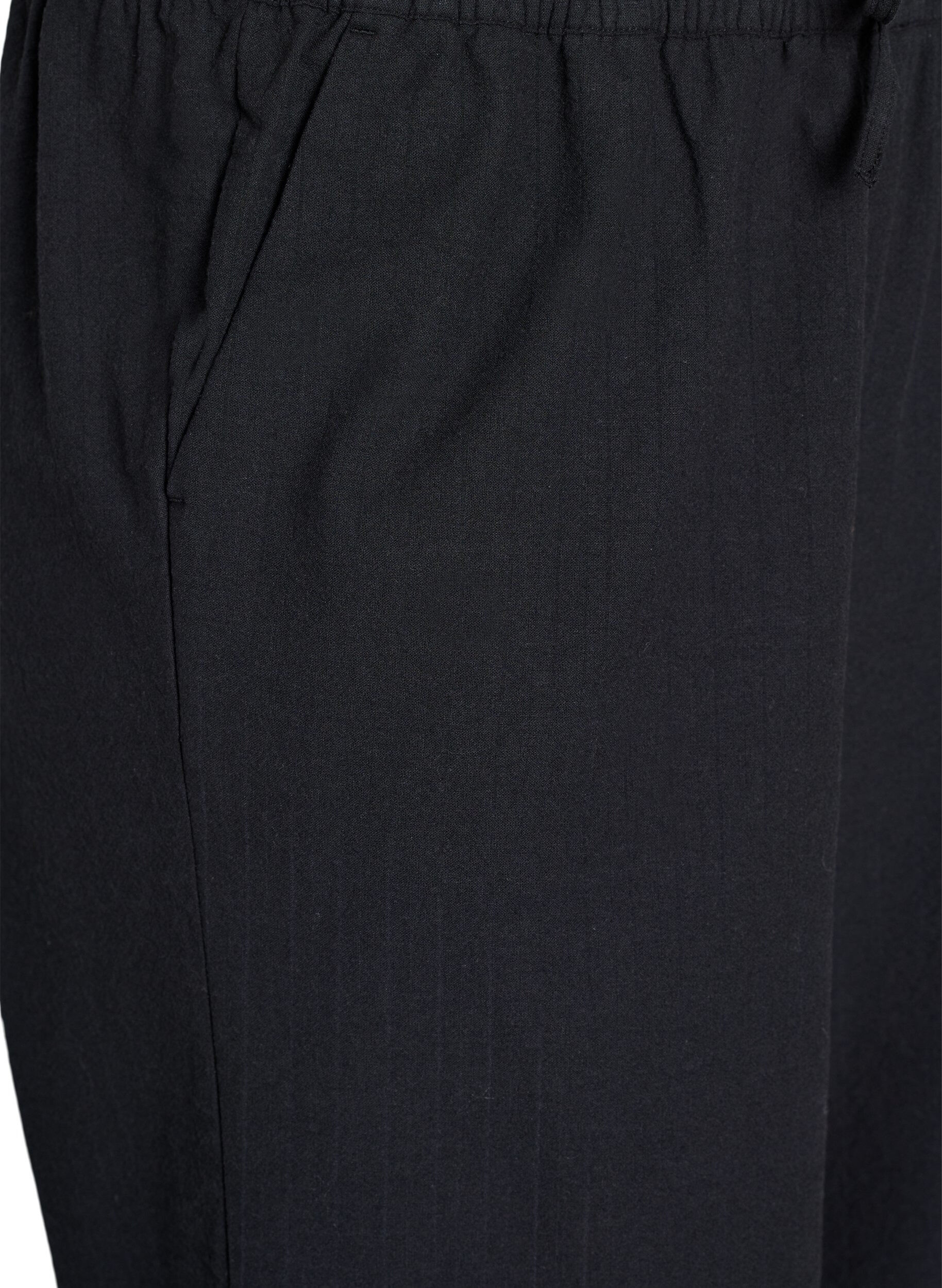 Zizzifashion Loose trousers with high waist and pockets, Black, Packshot image number 2