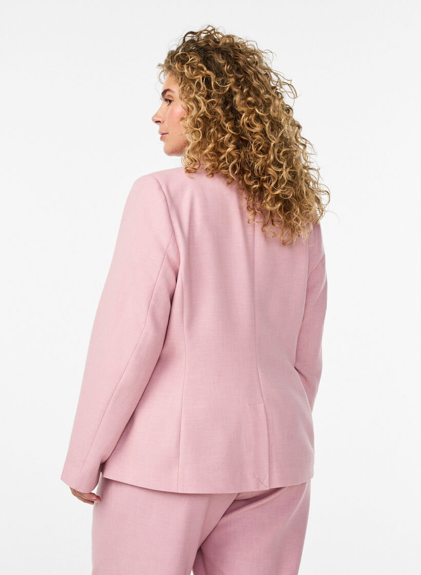 Classic blazer with single button closure and pockets, Rose, Model
