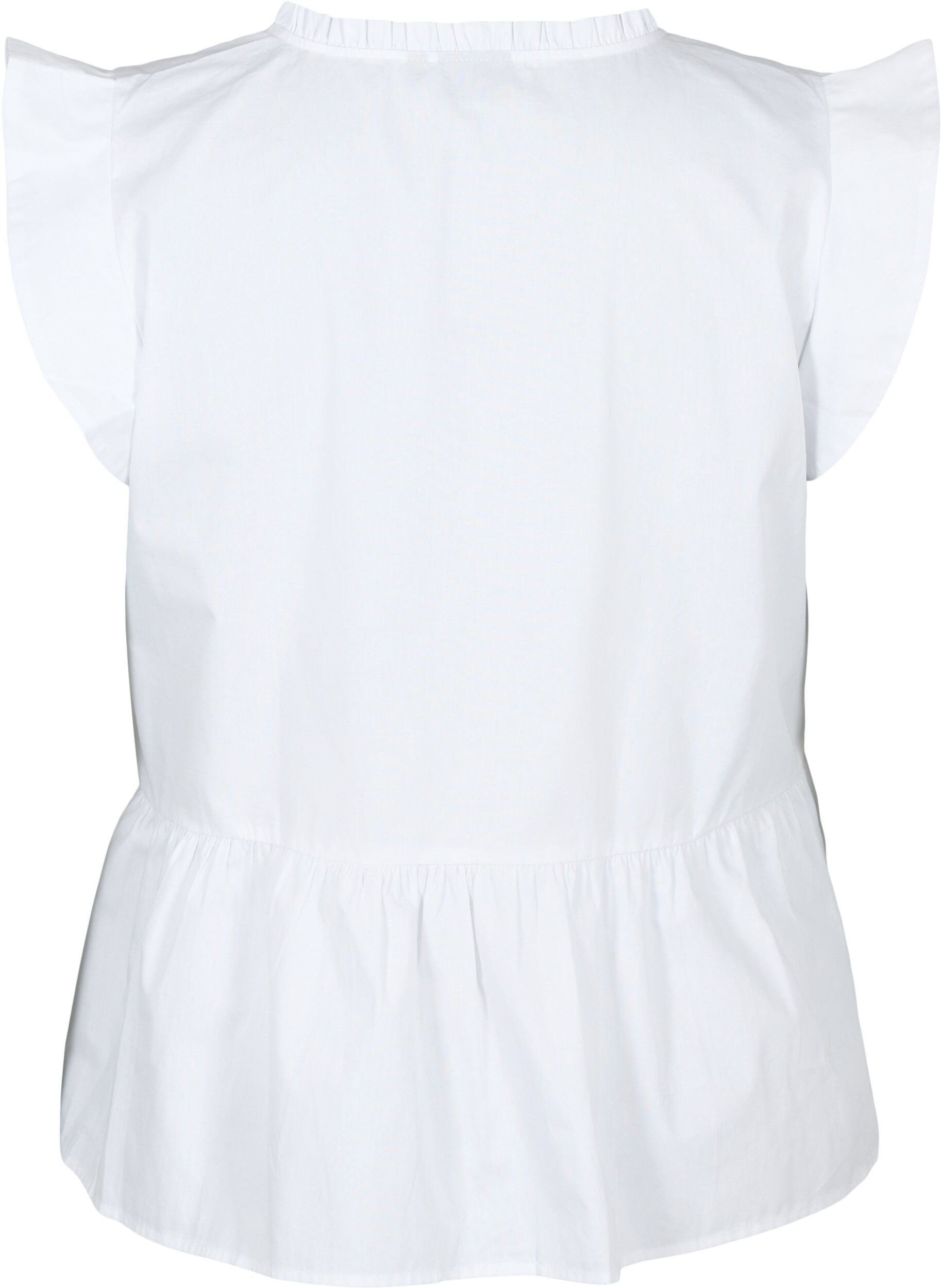 Zizzifashion Sleeveless top with pin-tuck and ruffle details, White, Packshot image number 1