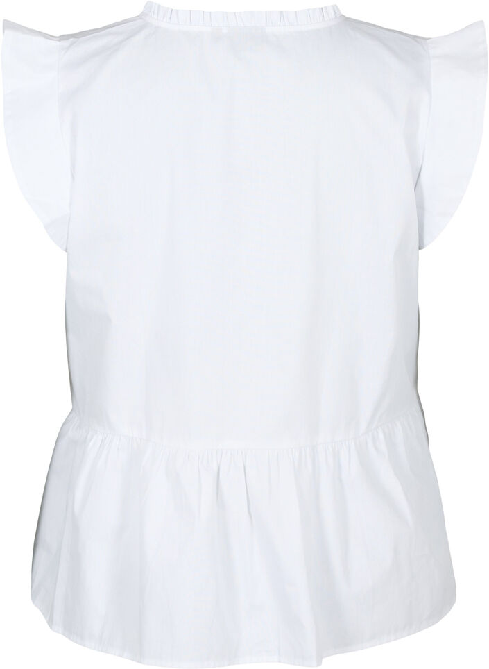 Sleeveless top with pin-tuck and ruffle details, White, Packshot image number 1