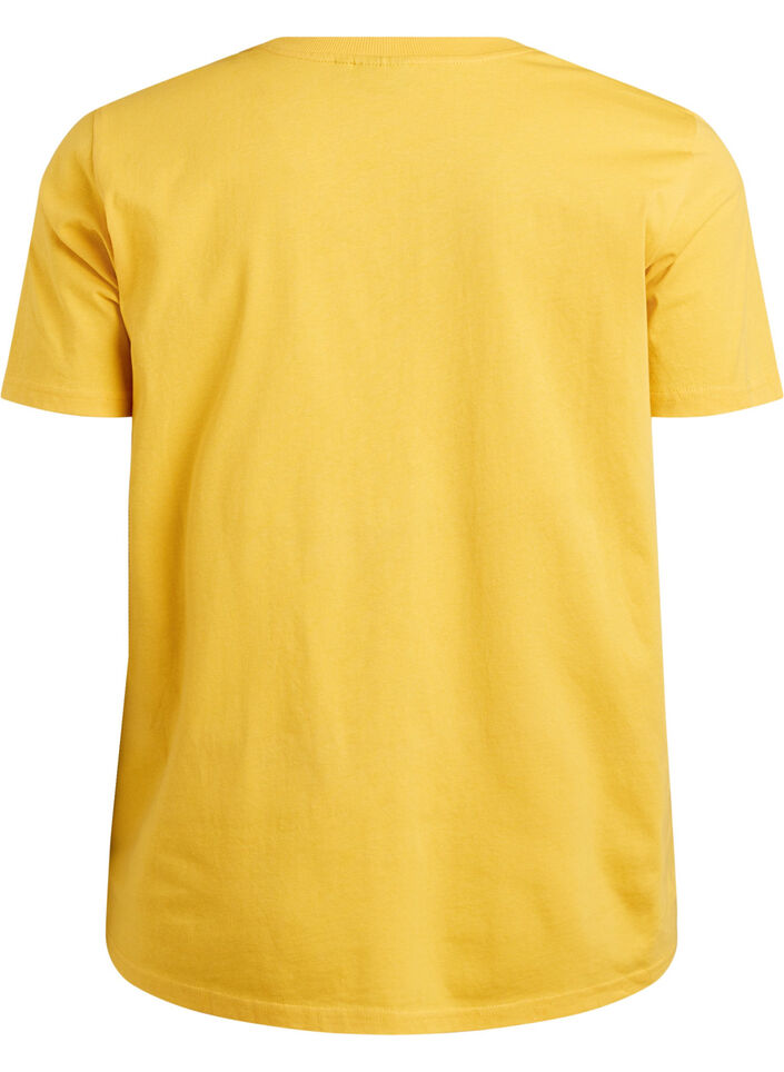 Basic cotton t-shirt with a round neck, Yellow, Packshot image number 1