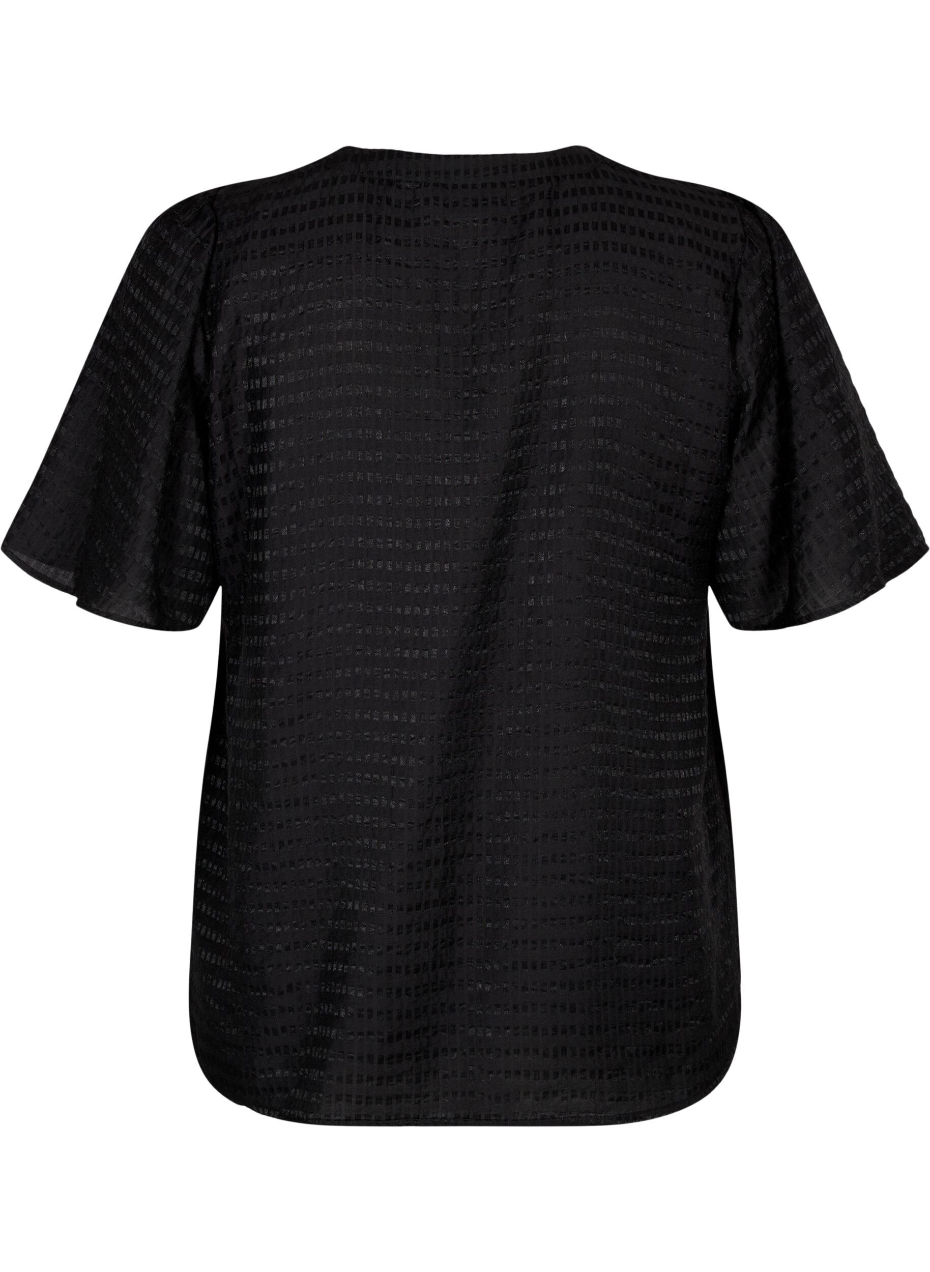 Zizzifashion Lyocell shirt blouse with texture, Black, Packshot image number 1