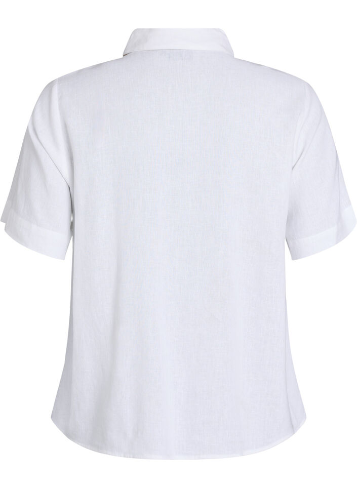 Short-sleeved shirt in linen and viscose, White, Packshot image number 1