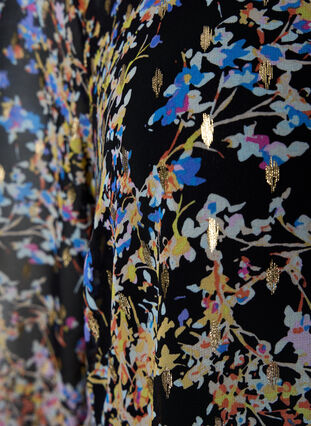 Tunic with floral print and lurex, Black/Vibrant Flower, Packshot image number 3