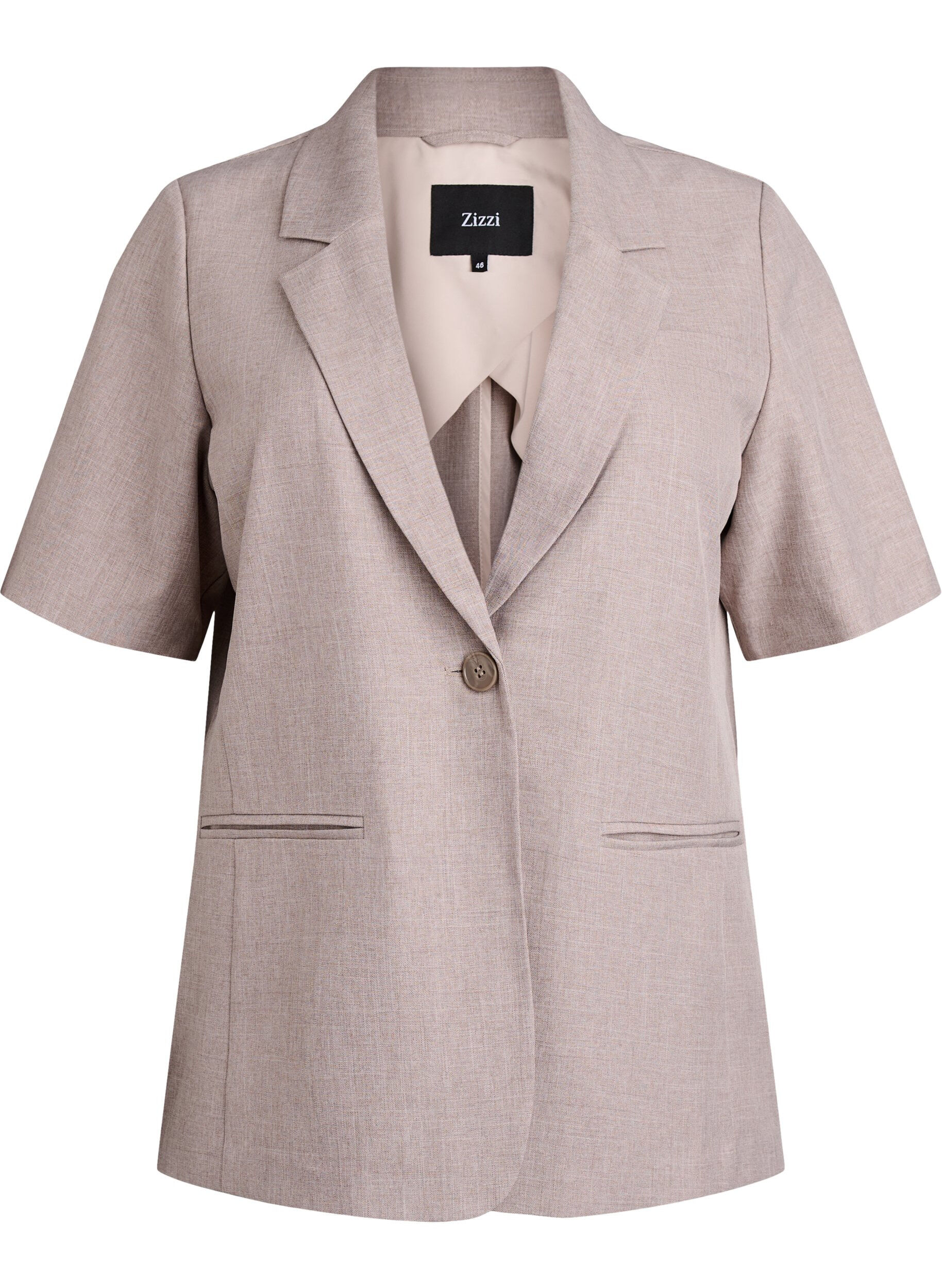 Zizzifashion Blazer with short sleeves and lapels, Brown, Packshot image number 0