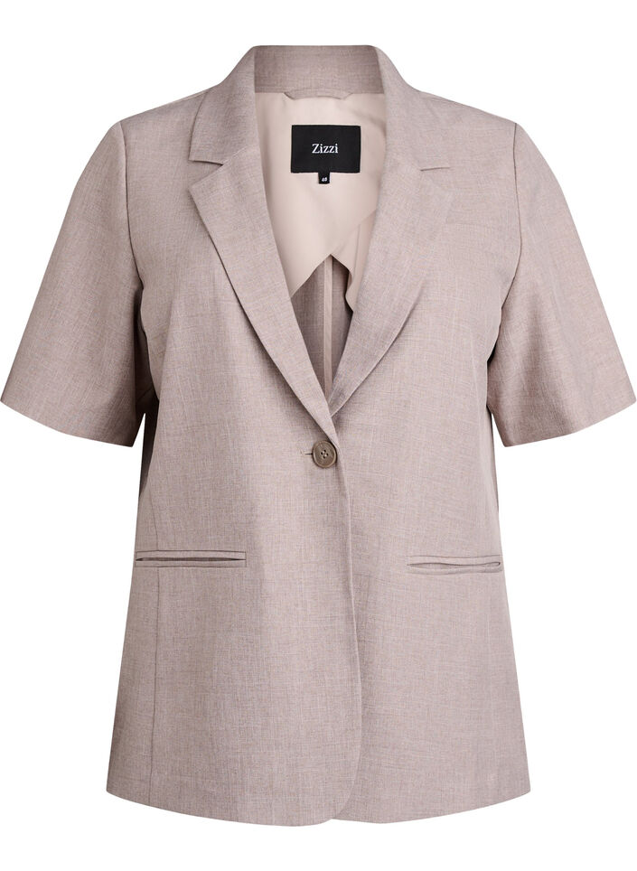 Blazer with short sleeves and lapels, Brown, Packshot image number 0