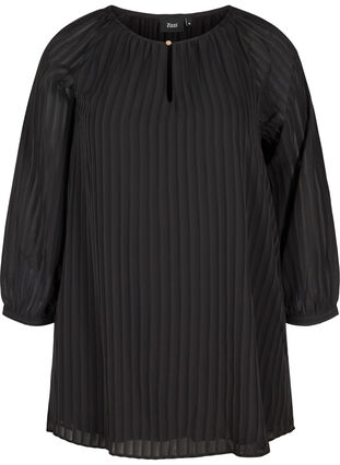 Tunic with round neck and 7/8 sleeves, Black, Packshot image number 0