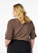 Ribbed jersey blouse with short sleeves, Brown, Model image number 2