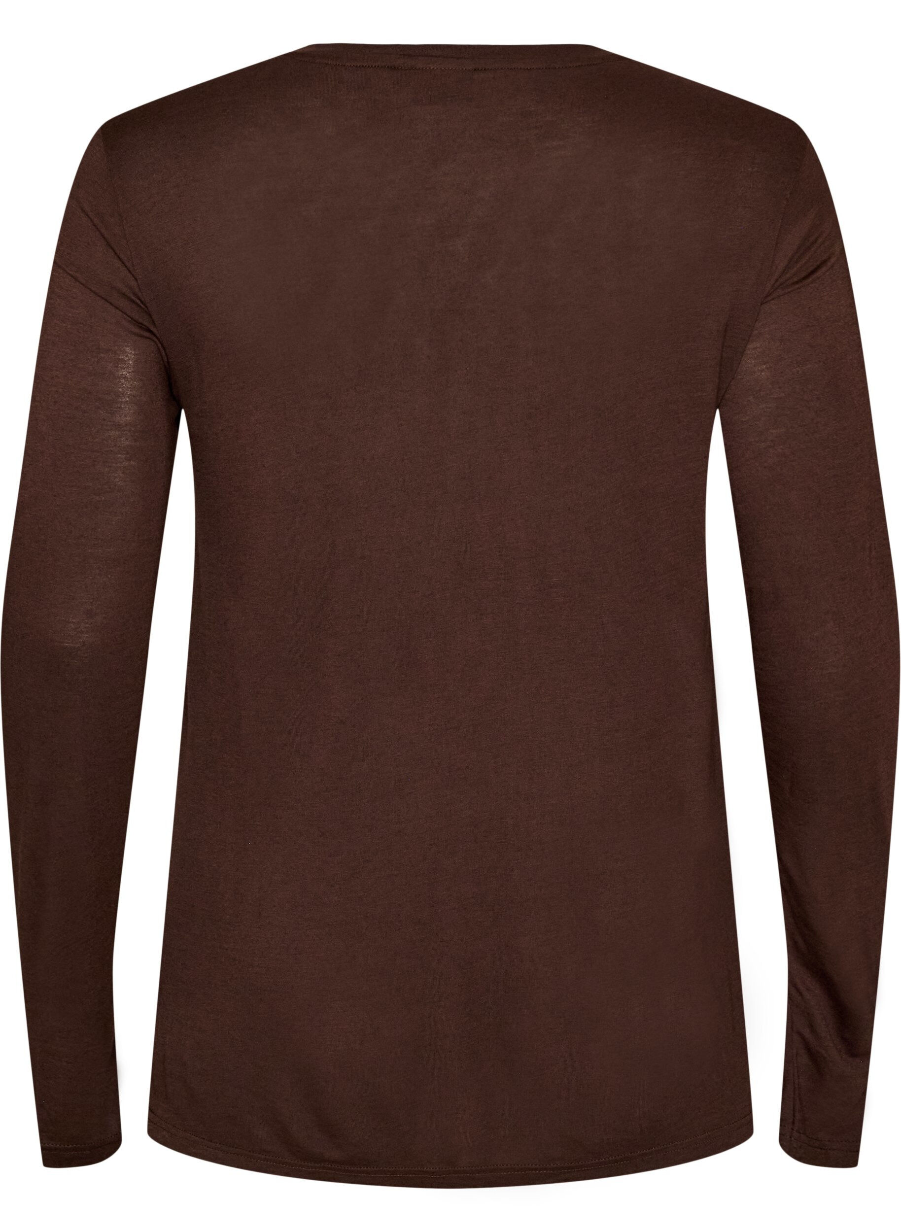 ZizzifashionLong-sleeved blouse in wool and viscose, Brown, Packshot image number 1