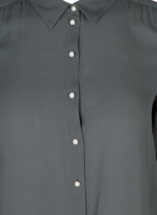 Shirt with plissé and pearl buttons, Asphalt, Packshot image number 2