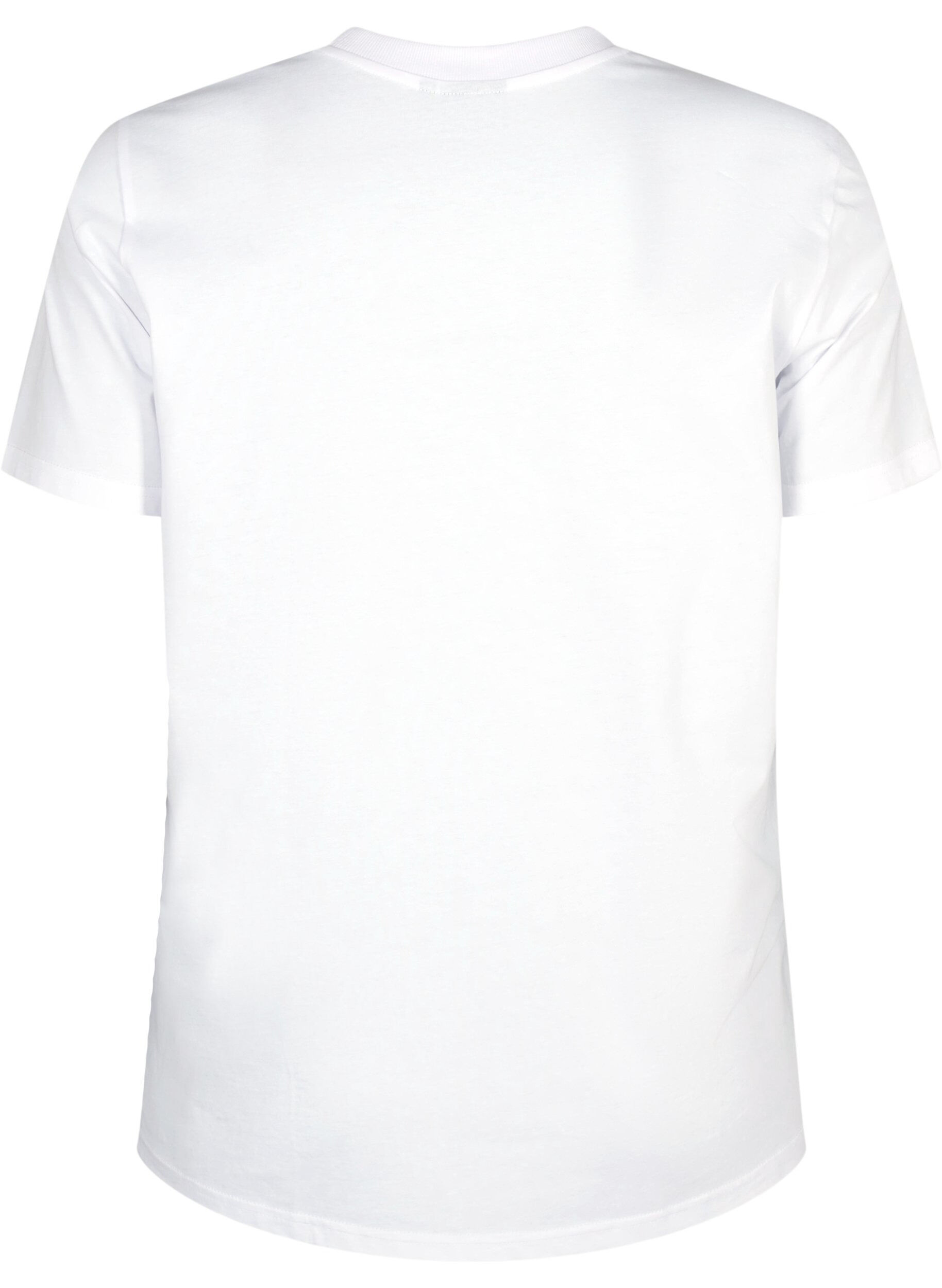 Zizzifashion Basic cotton T-shirt with round neck, White, Packshot image number 1