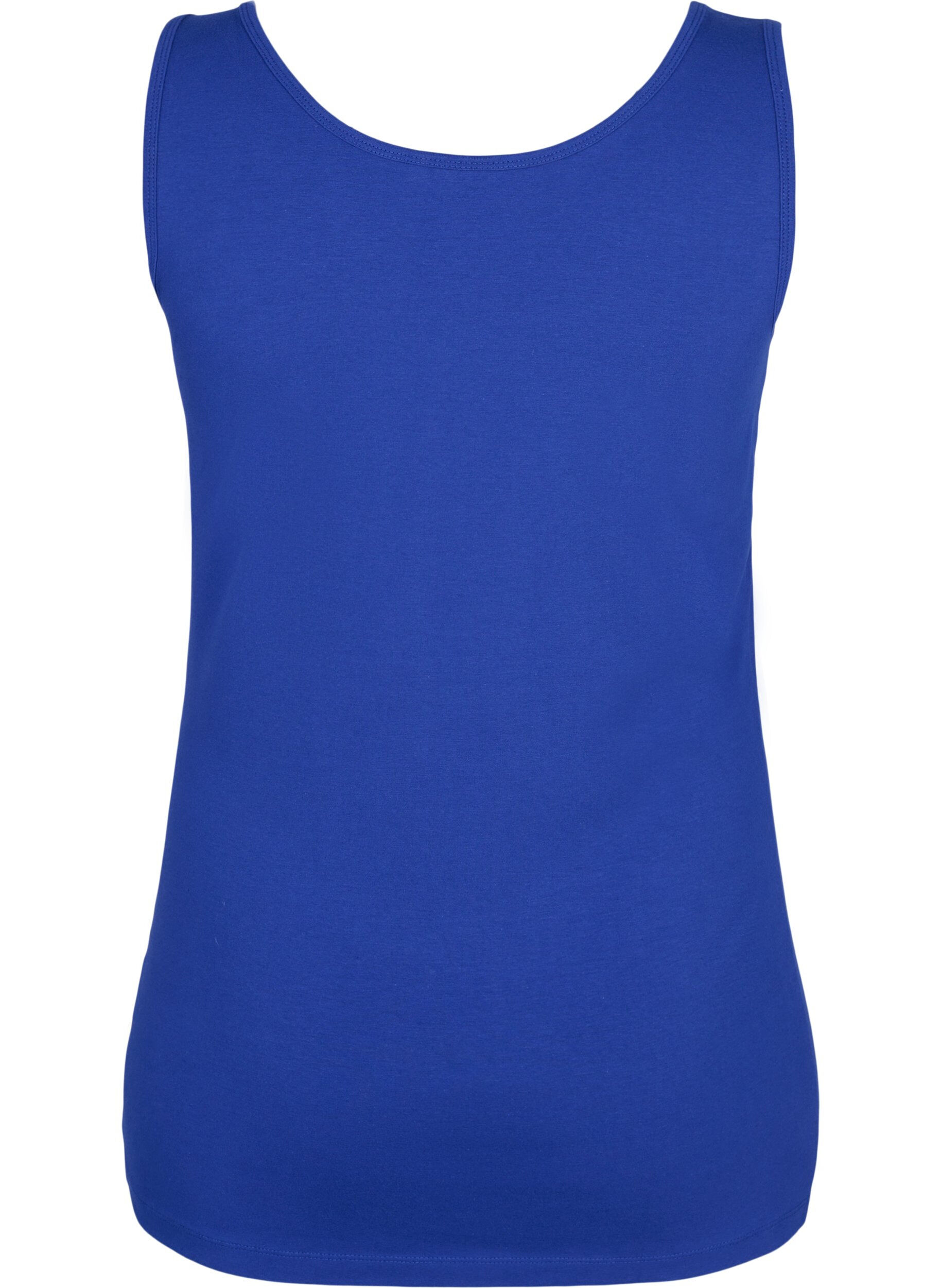 Zizzifashion Solid color basic top in cotton, Blue, Packshot image number 1