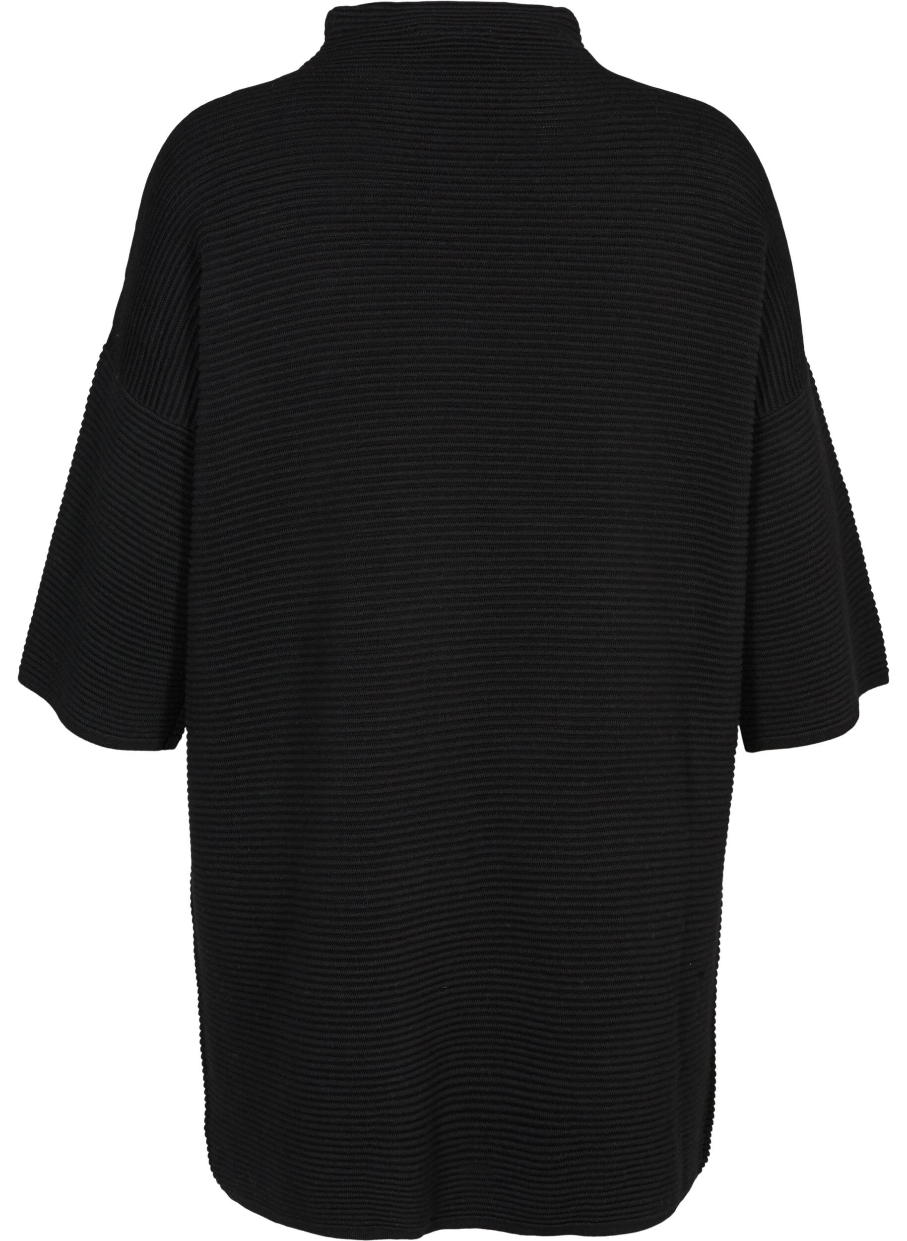 Zizzifashion Knit dress with cropped sleeves, Black, Packshot image number 1