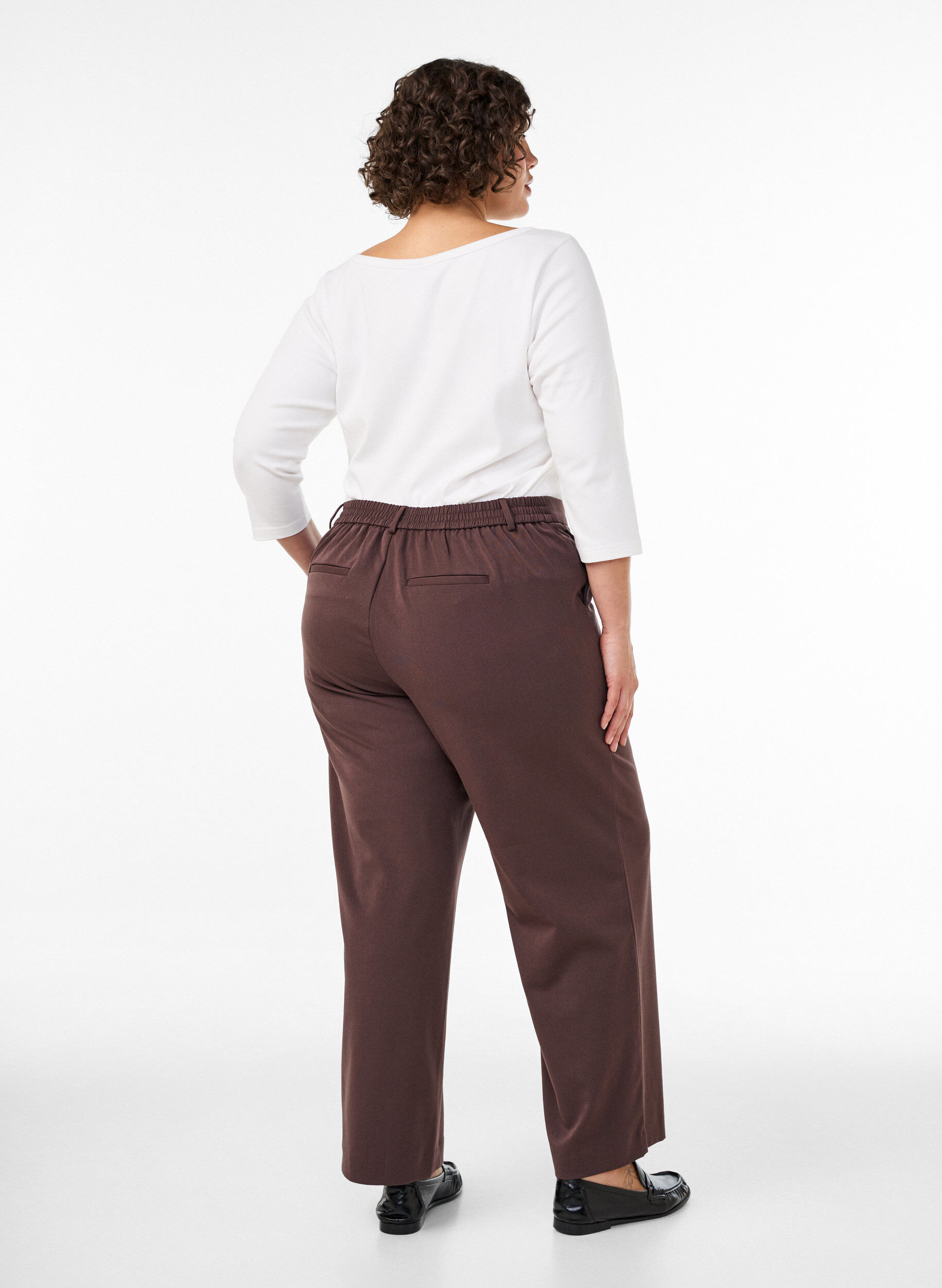 ZizzifashionHigh-waisted tailored trousers with straight fit, Brown, Model image number 1