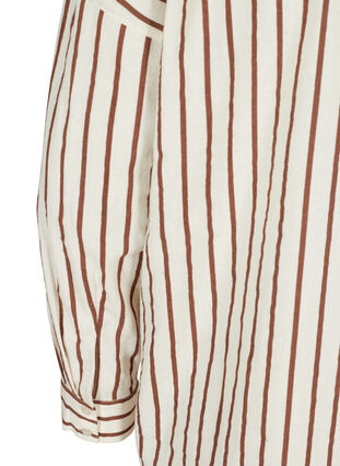 Long striped cotton shirt with V-neck, Stripe, Packshot image number 3