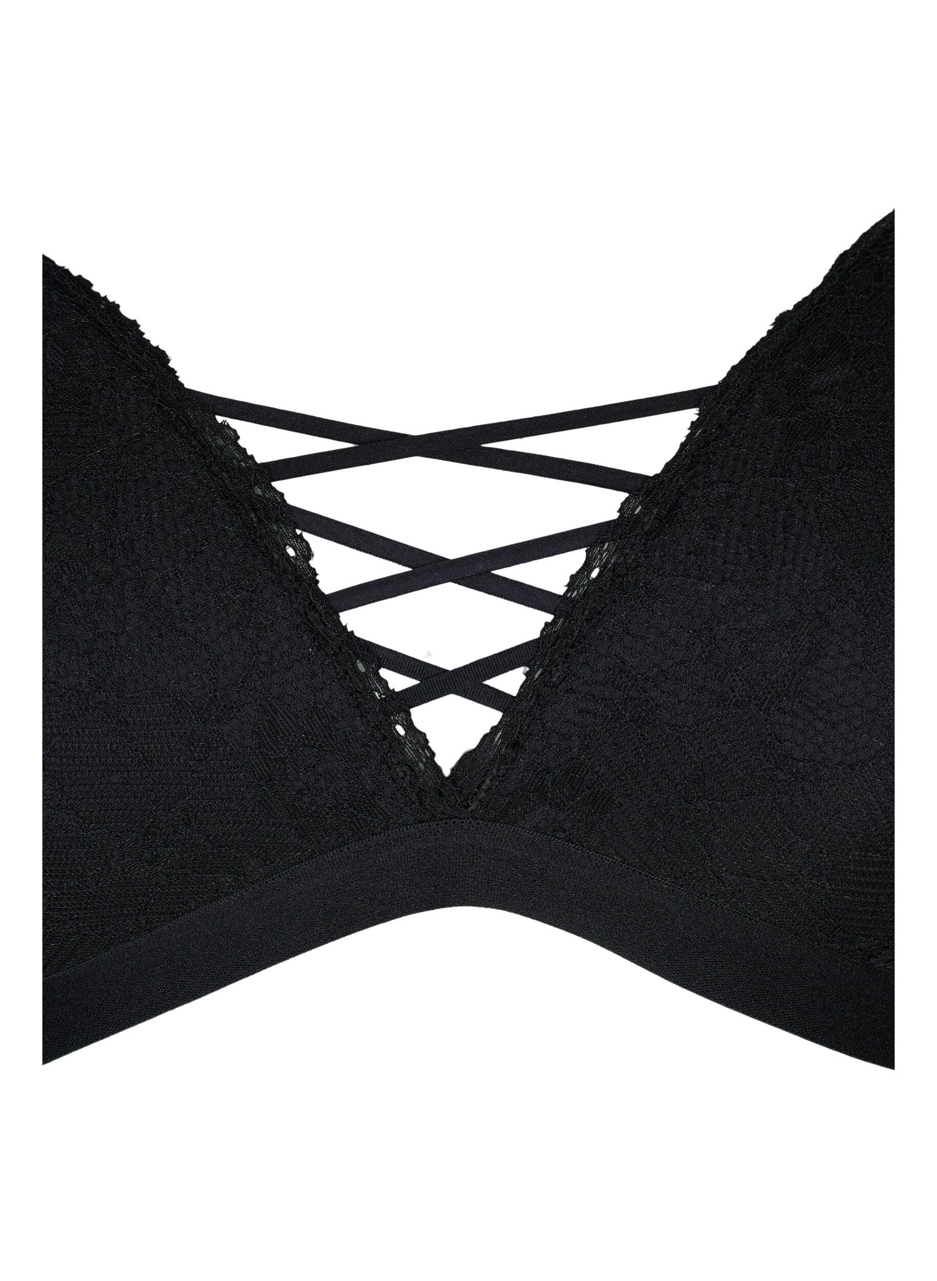 Zizzifashion Padded lace bra, Black, Packshot image number 2