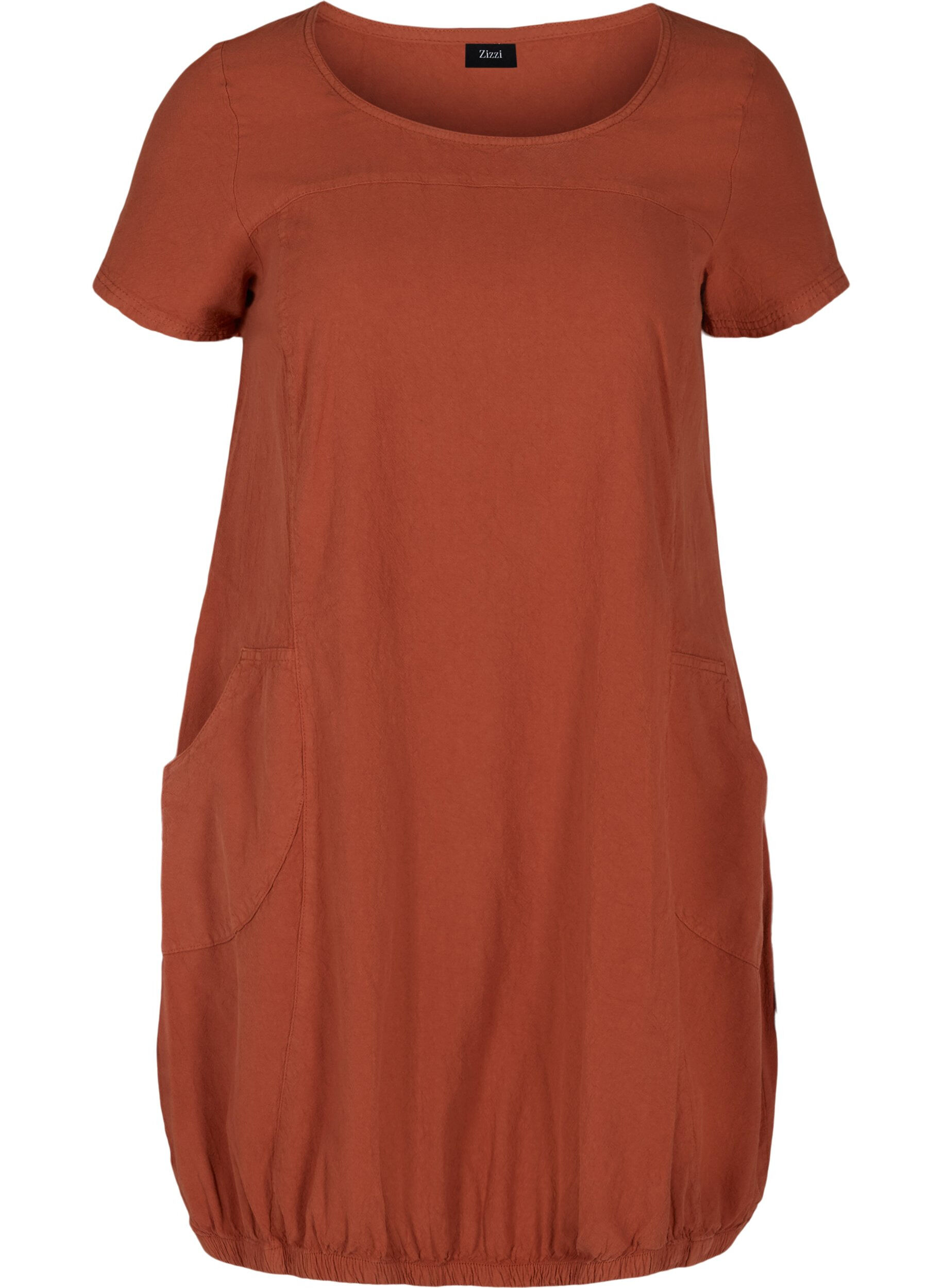 Zizzifashion Short-sleeved cotton dress, Orange, Packshot image number 0