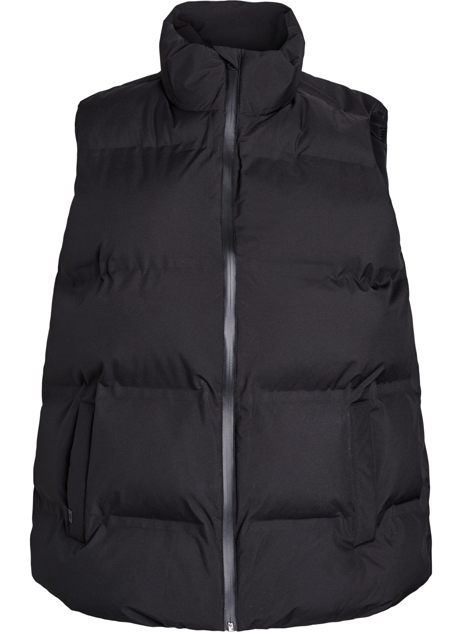 Short puff vest with high collar