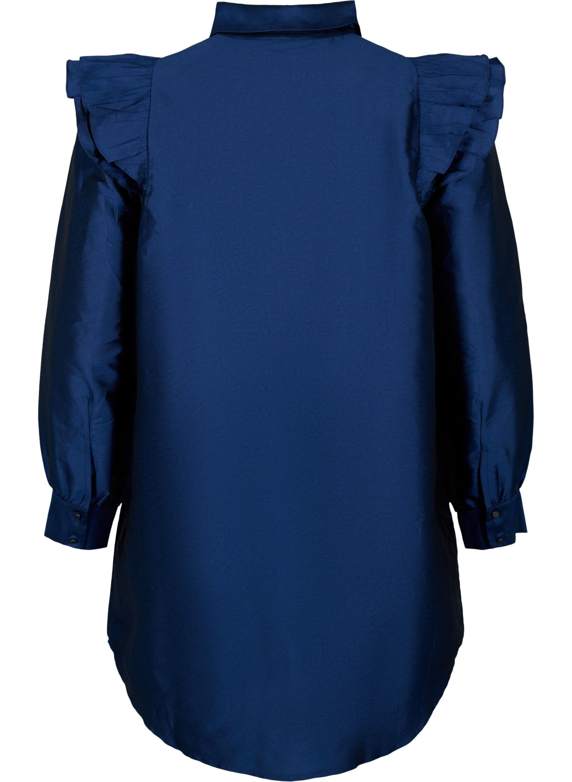 Zizzifashion Solid colored shirt with ruffle detail, Titan, Packshot image number 1