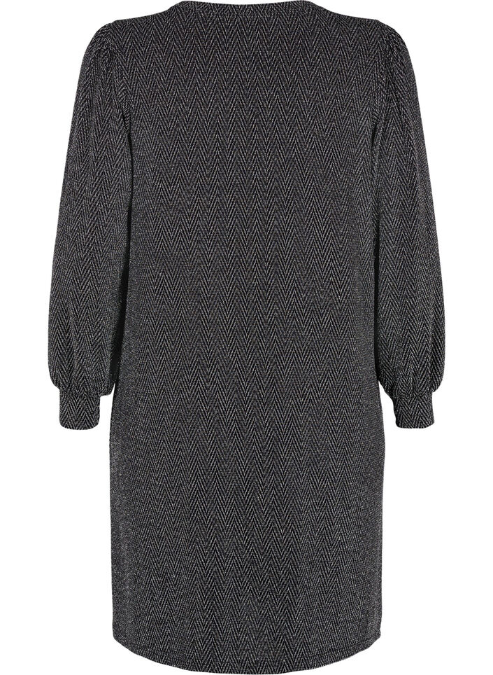 Dress with zigzag pattern and glitter, Silver ZigZagShimmer, Packshot image number 1
