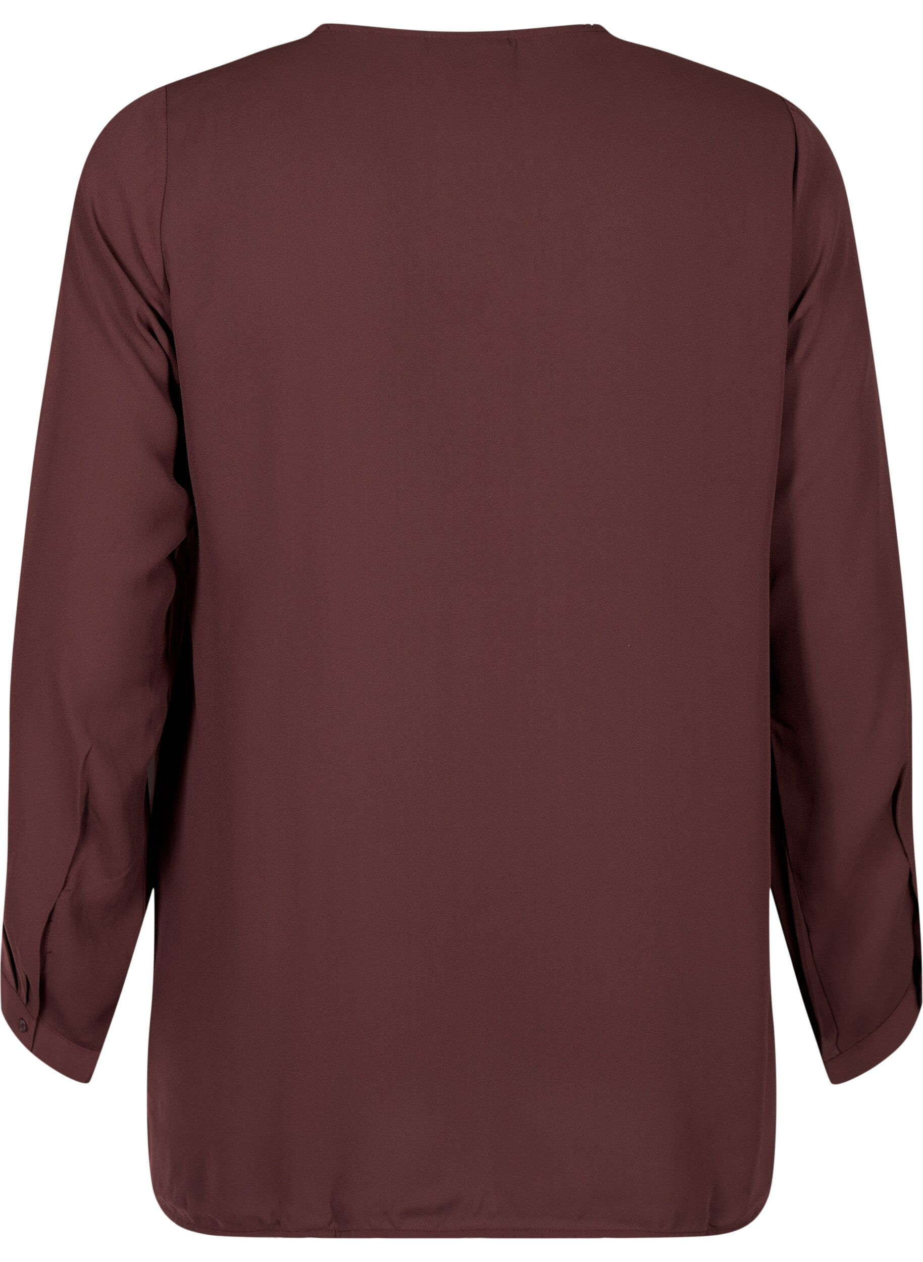 Zizzifashion Solid colour shirt with v-neck, Fudge, Packshot image number 1